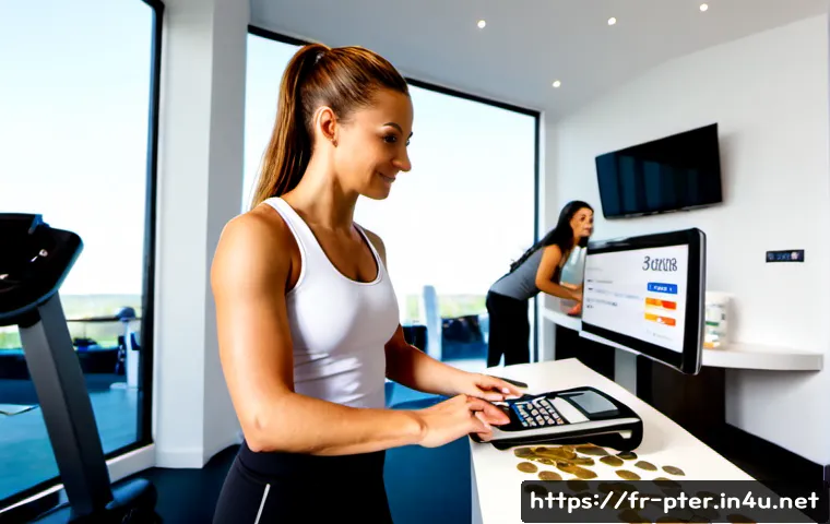 퍼스널트레이너 급여 구조 이해하기 - Photorealistic modern fitness studio in France, confident personal trainer in clean athletic clothin...